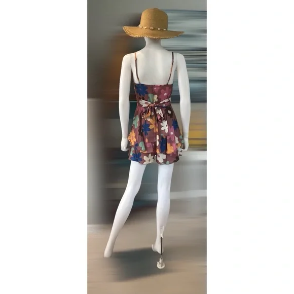 Floral ruffle romper sz S M L - Picture 4 of 8